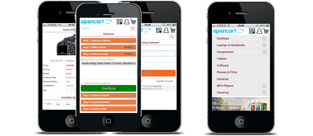 Hecart profession mobile website (VQMOD) For OpenCart